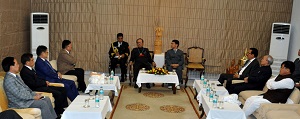 The Governor of Arunachal Pradesh Shri JP Rajkhowa and Chief Minister Shri. Kalikho Pul Meeting the members of Deputy Chief Minister and Cabinet Minister at Raj bhavan, Itanagar on 5th March2016.